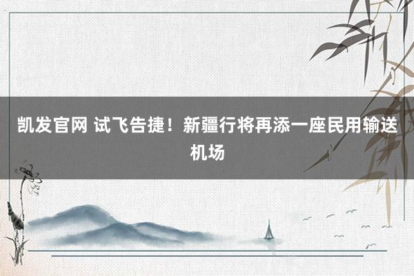 凯发官网 试飞告捷！新疆行将再添一座民用输送机场