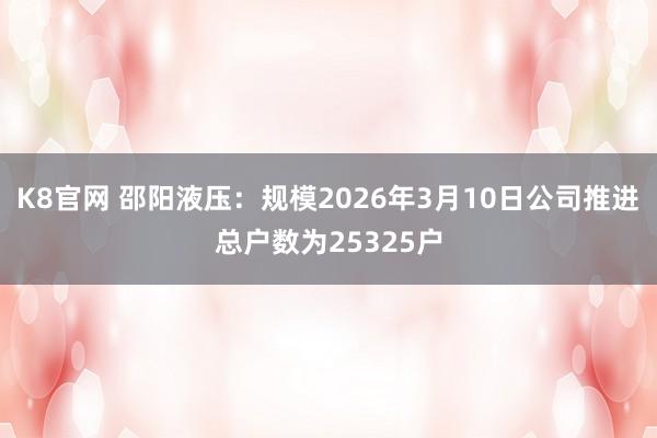 K8官网 邵阳液压：规模2026年3月10日公司推进总户数为25325户