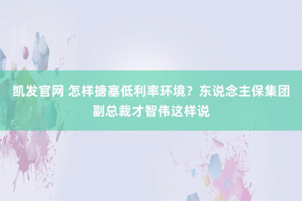 凯发官网 怎样搪塞低利率环境？东说念主保集团副总裁才智伟这样说