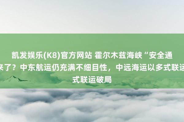 凯发娱乐(K8)官方网站 霍尔木兹海峡“安全通谈”来了？中东航运仍充满不细目性，中远海运以多式联运破局