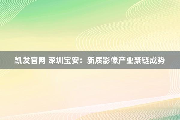 凯发官网 深圳宝安：新质影像产业聚链成势