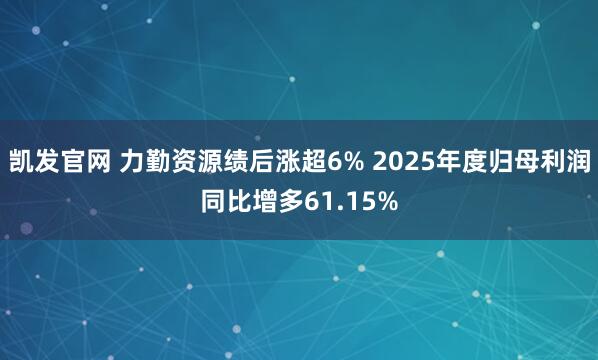 凯发官网 力勤资源绩后涨超6% 2025年度归母利润同比增多61.15%