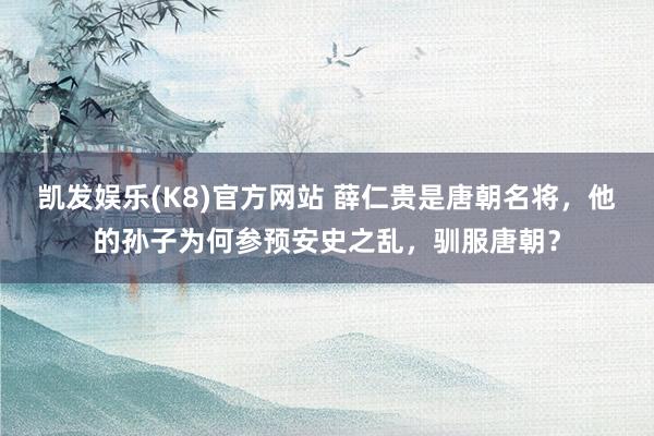 凯发娱乐(K8)官方网站 薛仁贵是唐朝名将，他的孙子为何参预安史之乱，驯服唐朝？