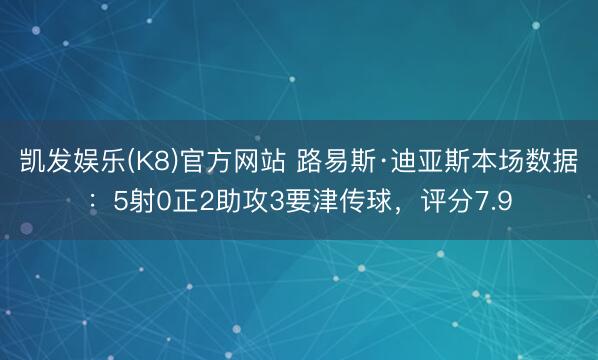 凯发娱乐(K8)官方网站 路易斯·迪亚斯本场数据：5射0正2助攻3要津传球，评分7.9