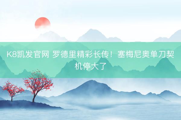 K8凯发官网 罗德里精彩长传！塞梅尼奥单刀契机停大了