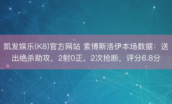 凯发娱乐(K8)官方网站 索博斯洛伊本场数据：送出绝杀助攻，2射0正，2次抢断，评分6.8分