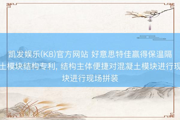 凯发娱乐(K8)官方网站 好意思特佳赢得保温隔热混凝土模块结构专利， 结构主体便捷对混凝土模块进行现场拼装