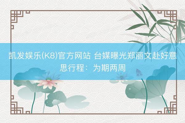 凯发娱乐(K8)官方网站 台媒曝光郑丽文赴好意思行程：为期两周