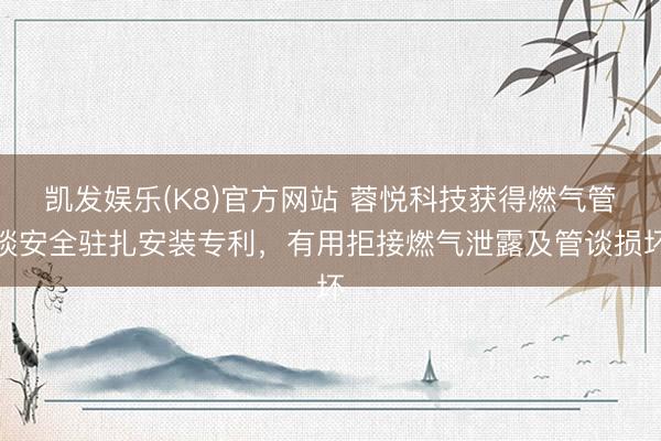 凯发娱乐(K8)官方网站 蓉悦科技获得燃气管谈安全驻扎安装专利，有用拒接燃气泄露及管谈损坏