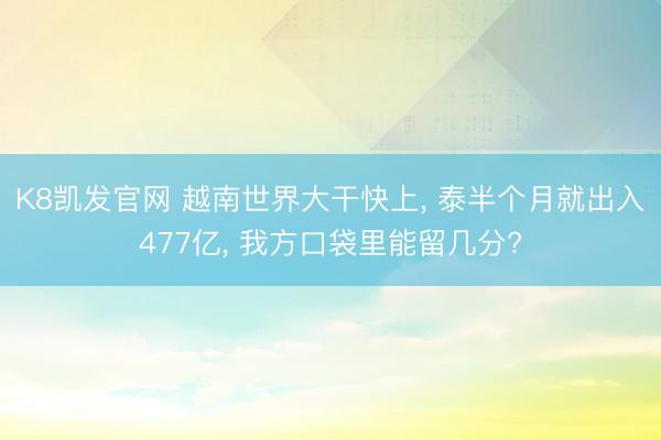 K8凯发官网 越南世界大干快上， 泰半个月就出入477亿， 我方口袋里能留几分?