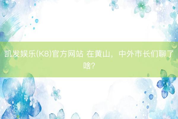 凯发娱乐(K8)官方网站 在黄山,中外市长们聊了啥?