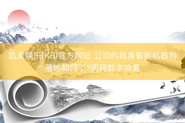 凯发娱乐(K8)官方网站 公司的具身智能机器狗落地如何了?南网数字恢复
