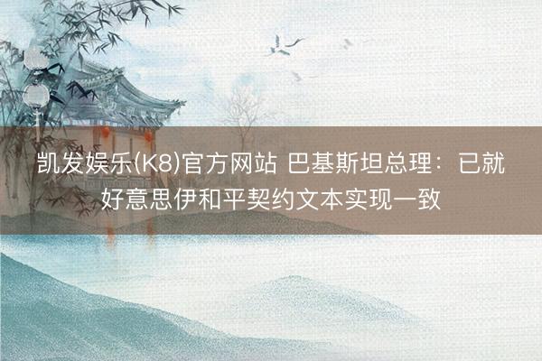 凯发娱乐(K8)官方网站 巴基斯坦总理：已就好意思伊和平契约文本实现一致