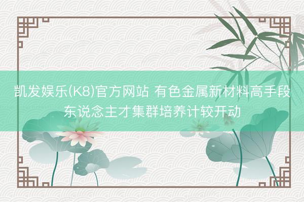 凯发娱乐(K8)官方网站 有色金属新材料高手段东说念主才集群培养计较开动