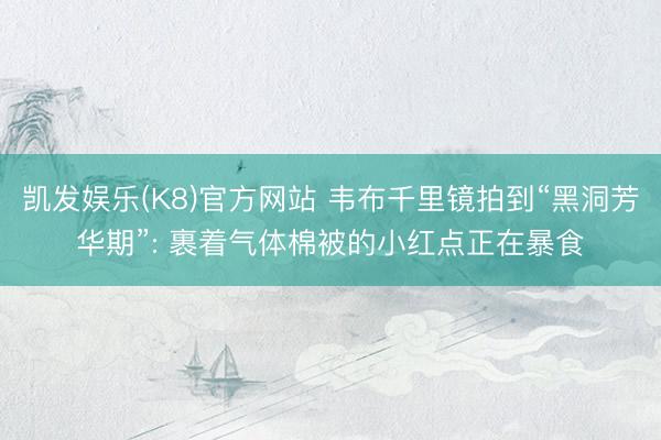 凯发娱乐(K8)官方网站 韦布千里镜拍到“黑洞芳华期”: 裹着气体棉被的小红点正在暴食