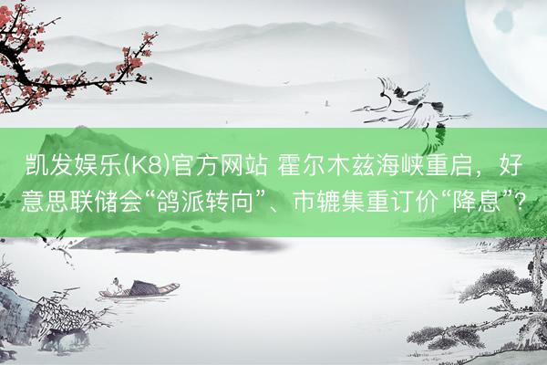 凯发娱乐(K8)官方网站 霍尔木兹海峡重启，好意思联储会“鸽派转向”、市辘集重订价“降息”？